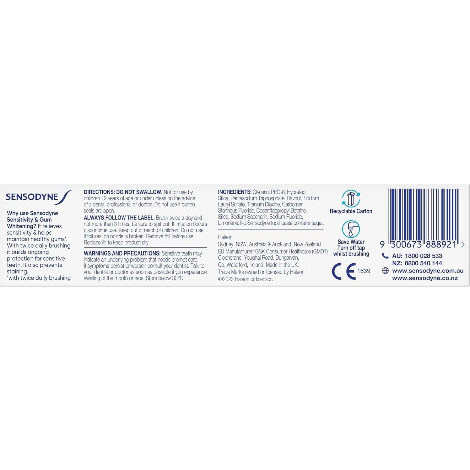 Sensodyne Sensitivity & Gum Whitening Toothpaste 100g