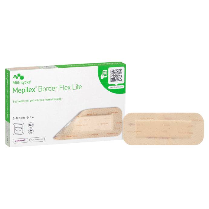Molnlycke Mepilex Border Flex Lite 5cm X 12.5cm Dressings 5 Pack