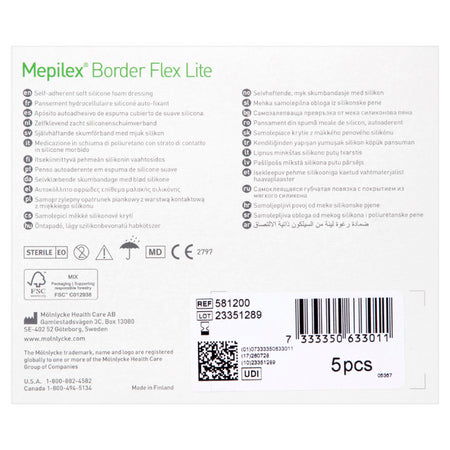 Molnlycke Mepilex Border Flex Lite 7.5cm X 7.5cm Dressings 5 Pack