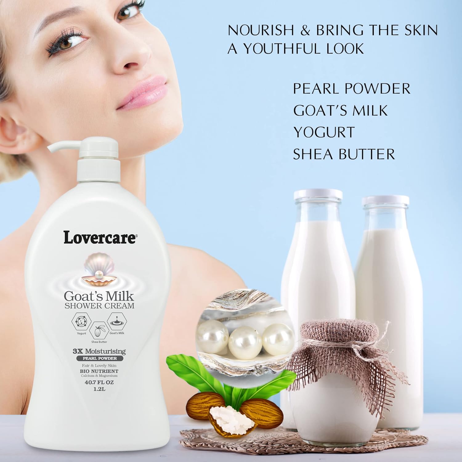 Lovercare Goat's Milk Shower Cream Pearl Powder 1.2 L