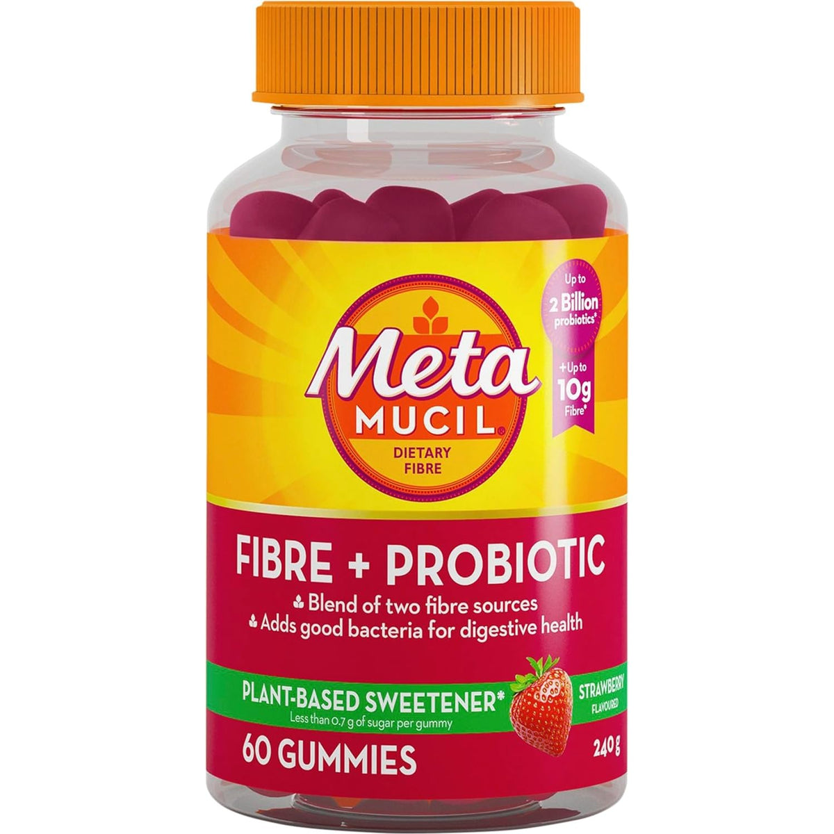 Metamucil Fibre + Probiotic Strawberry Gummies 60 Pack