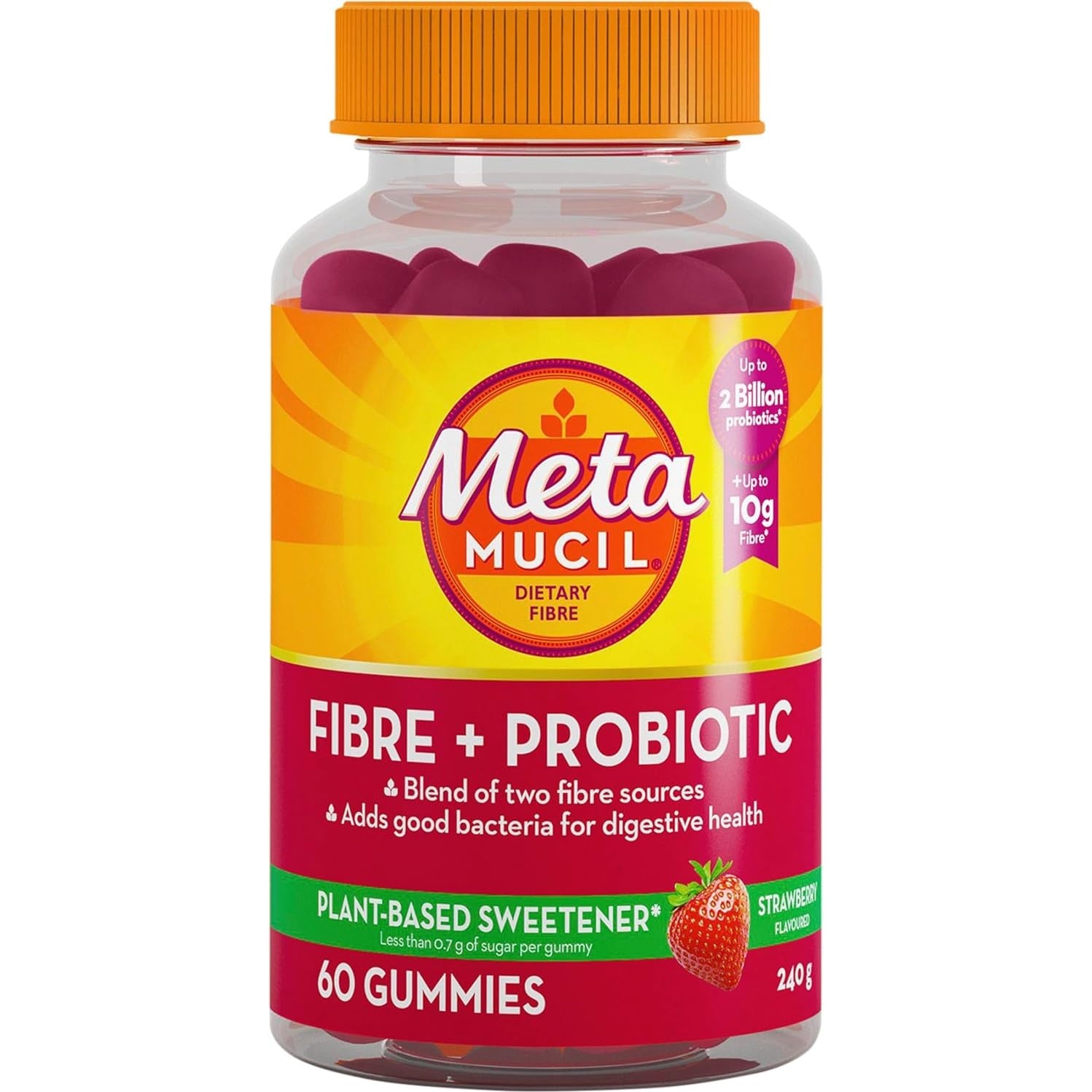 Metamucil Fibre + Probiotic Strawberry Gummies 60 Pack