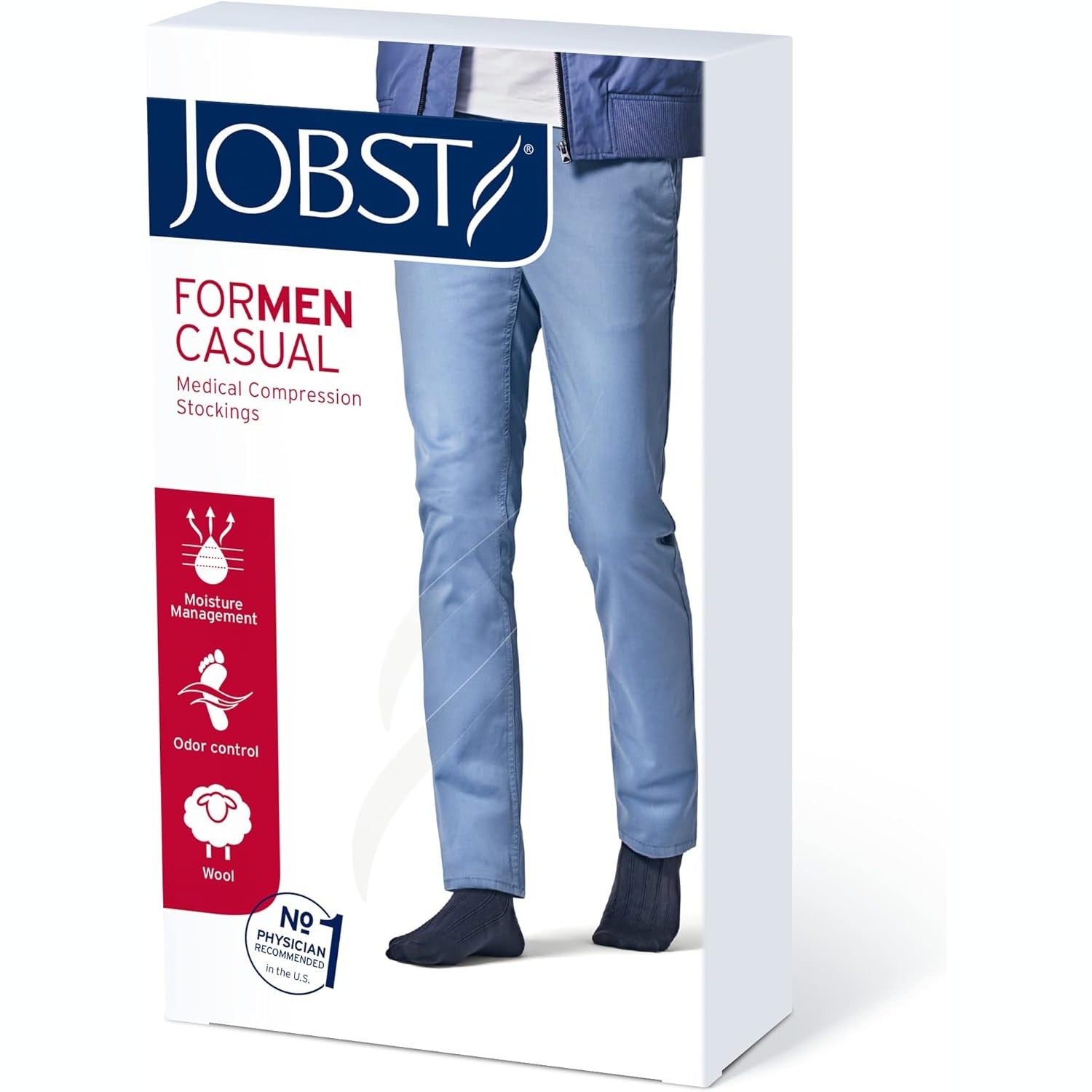 Jobst for Men Casual Cl1 15-20 Phlebology Knee High Ct Sock 15-20 Black X-large 1 Pair