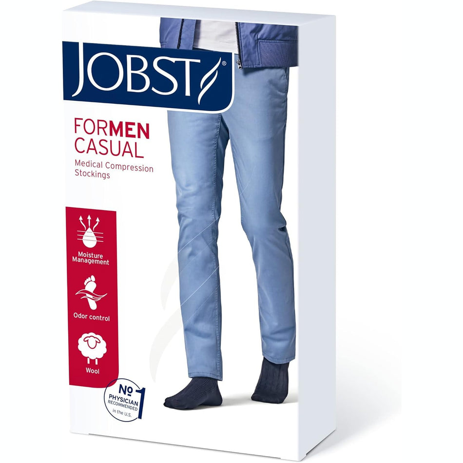 Jobst for Men Casual Cl1 15-20 Phlebology Knee High Ct Sock 15-20 Black X-large 1 Pair