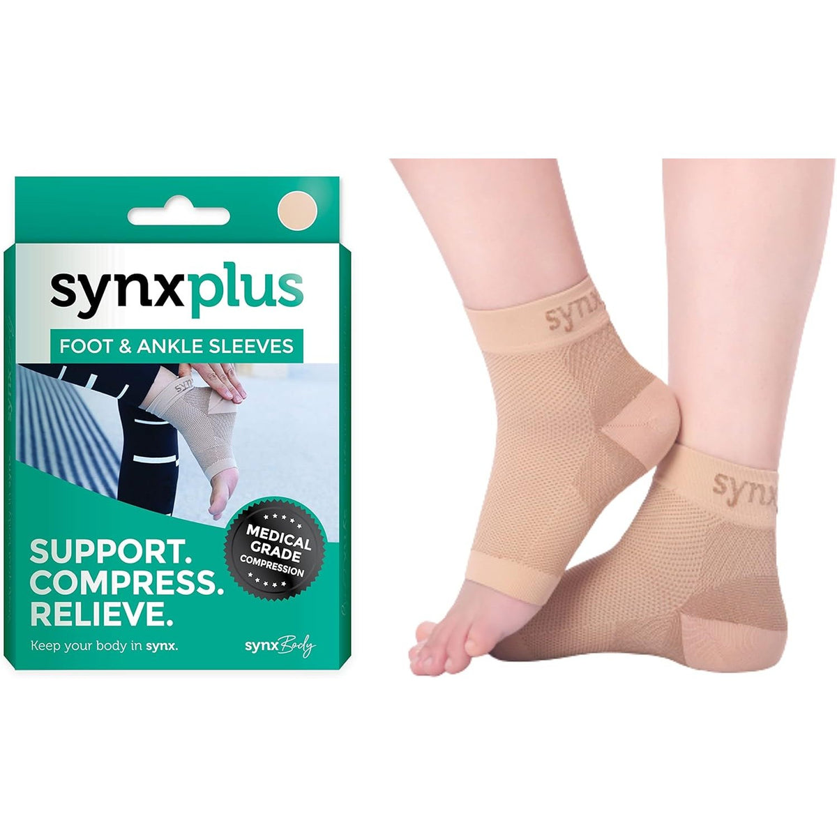 Synxplus Foot & Ankle Sleeve Nude Medium
