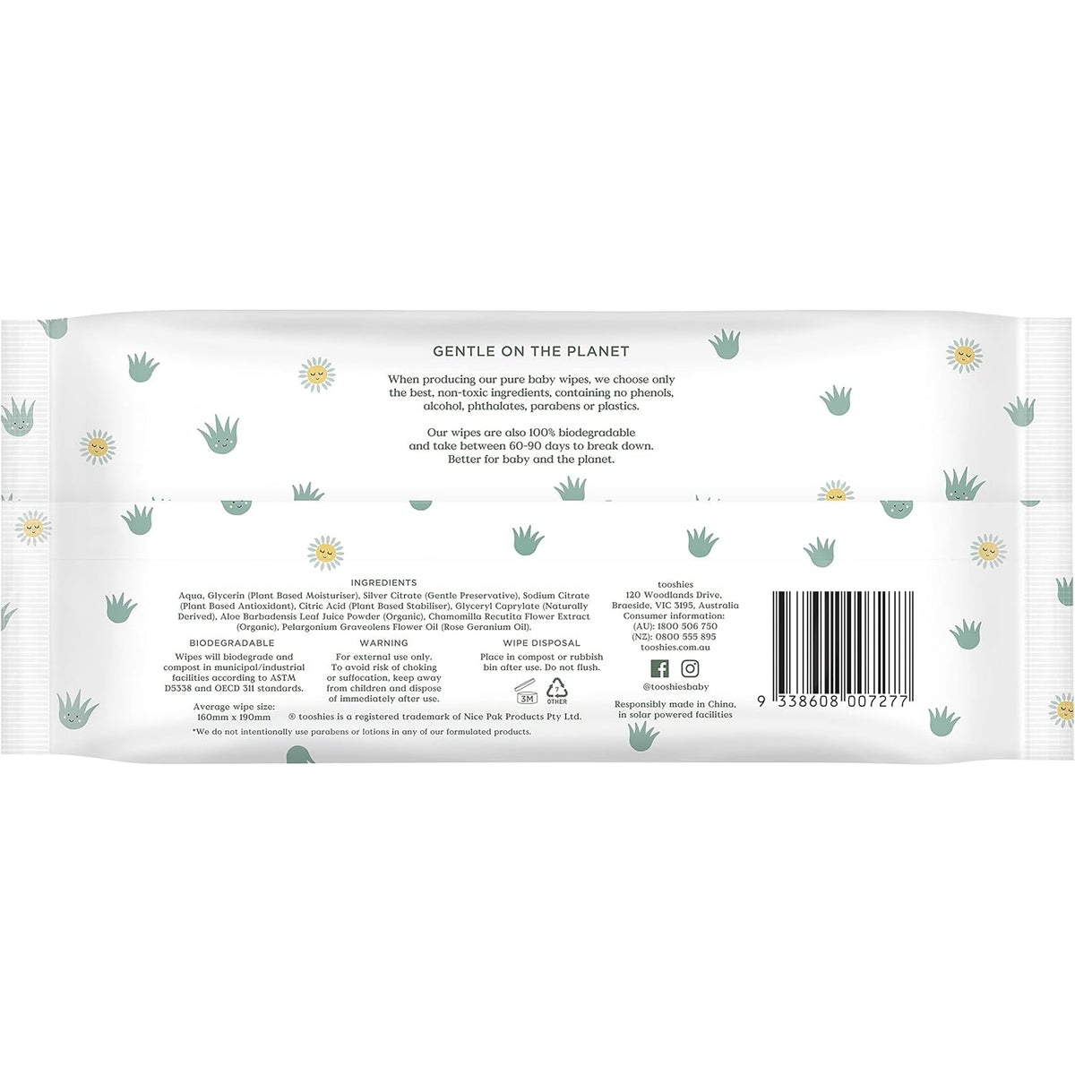 Tooshies Eco Wipes Value Pack Aloe Vera & Chamomile 280PK