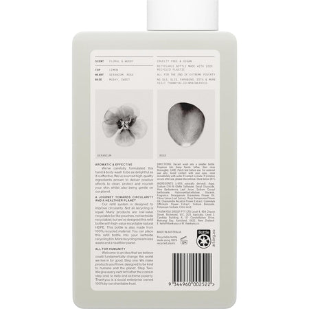 Thankyou Hand & Body Wash Botanical Geranium Rose & Wood Refill 1L