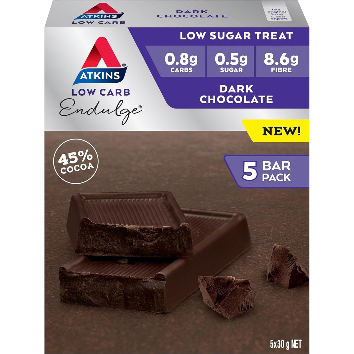 Atkins Endulge Dark Chocolate Bar 30g 5 Pack