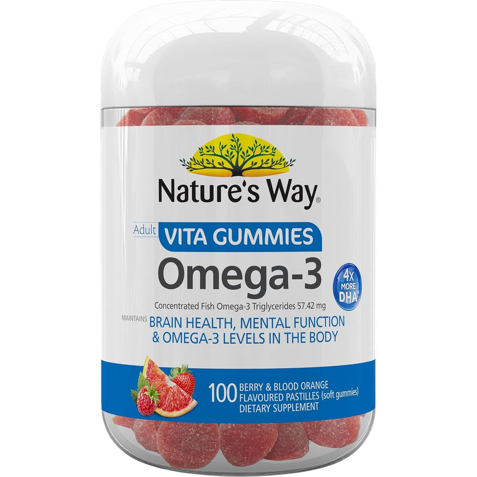Nature's Way Adult Omega 3 Berry & Blood Orange Flavoured Vita Gummies Pack of 100