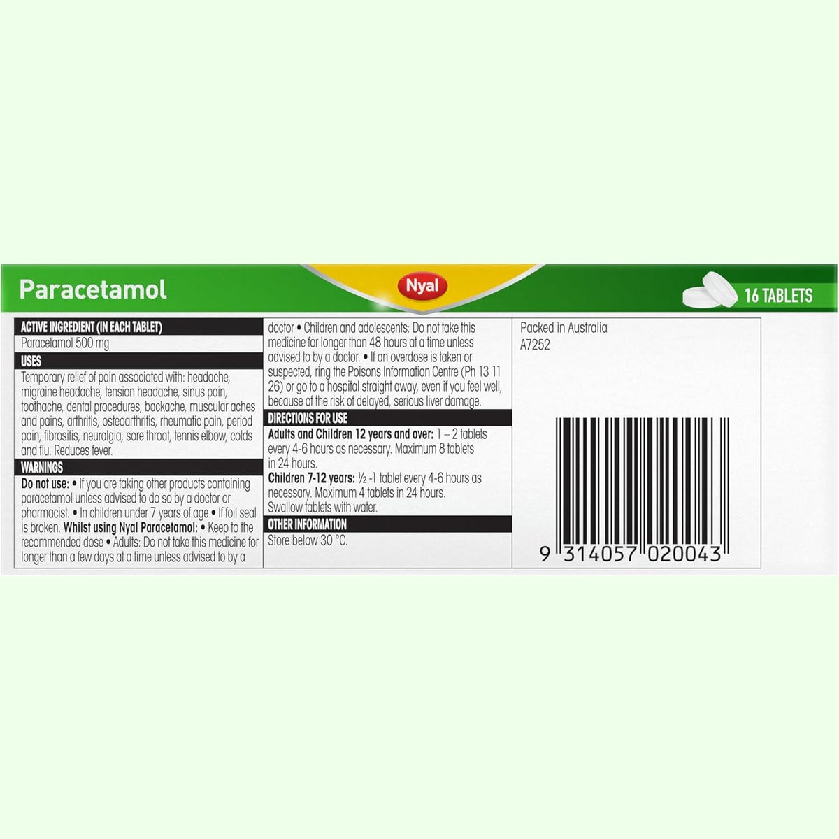 Nyal Paracetamol Tab 16