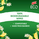 Ajax Eco Antibacterial Disinfectant Surface Cleaning Wipes Fresh Lemon 110PK