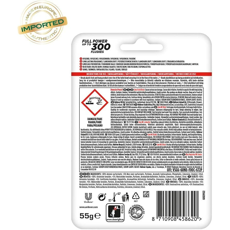 Domestos Power 5 Lime Rim Block 55G