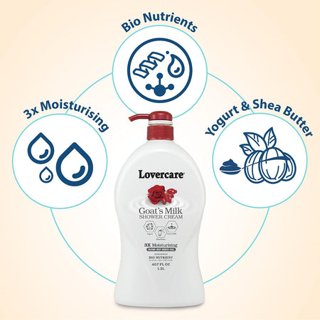 Lovercare Goat's Milk Shower Cream Rose Hip Seed Oil 1.2 L