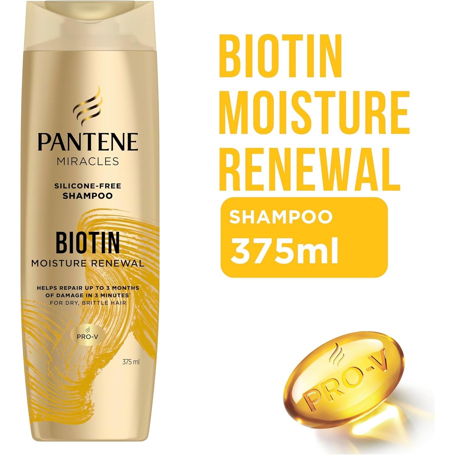 Pantene Miracles Biotin Moisture Renewal Silicone-free Shampoo 375ml