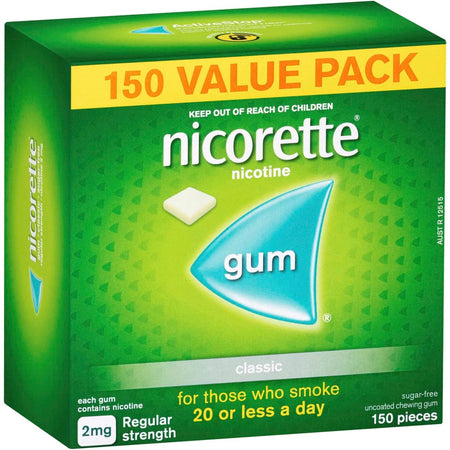 Nicorette Nicotine Gum Regular Strength 2mg Classic 150 Pack