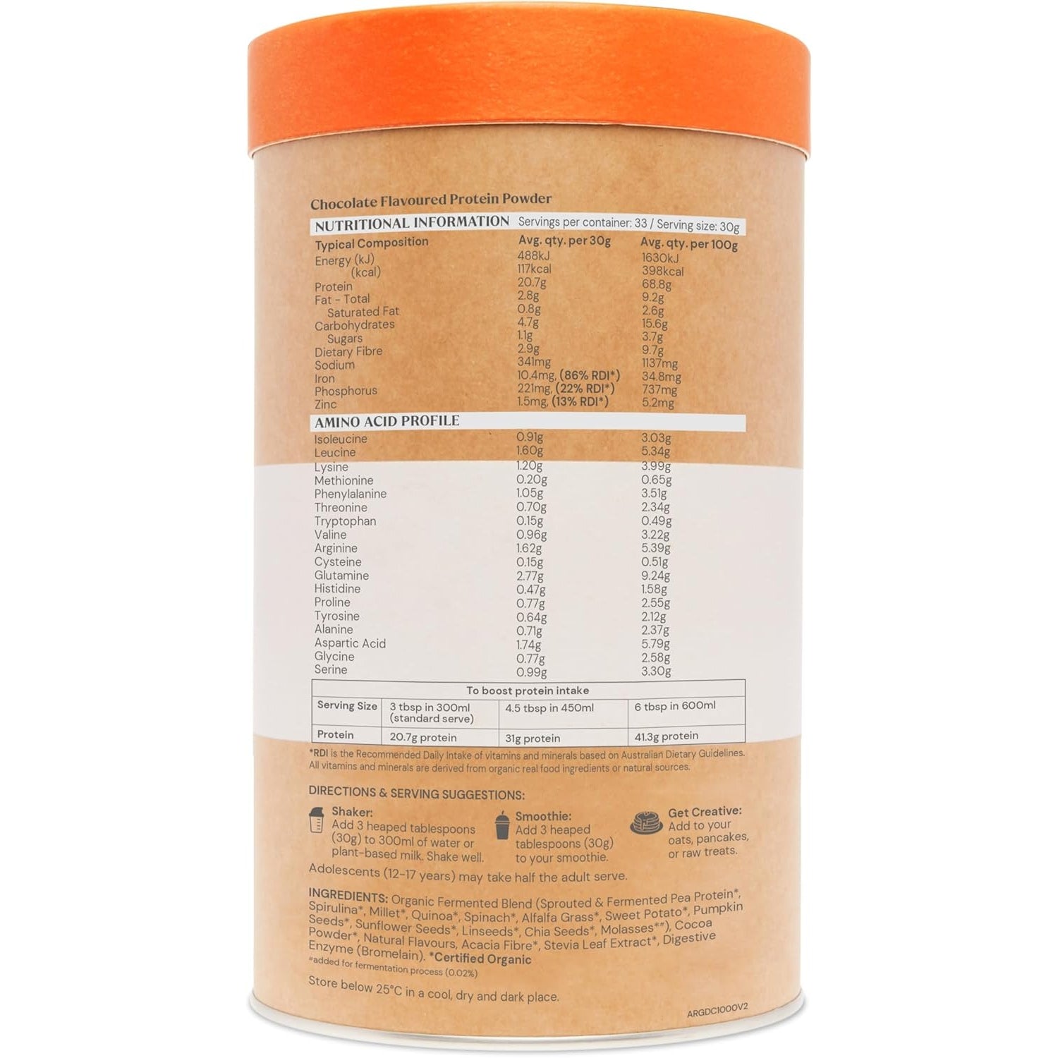 Amazonia Raw Protein Organic Paleo Gentle Digest Chocolate 1kg