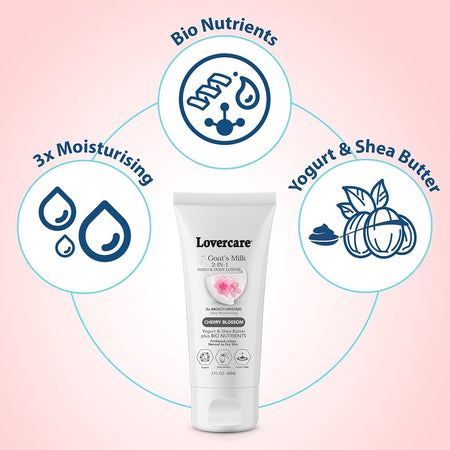 Lovercare Goat's Milk 2-in-1 Hand Cream & Body Lotion Cherry Blossom 60ml