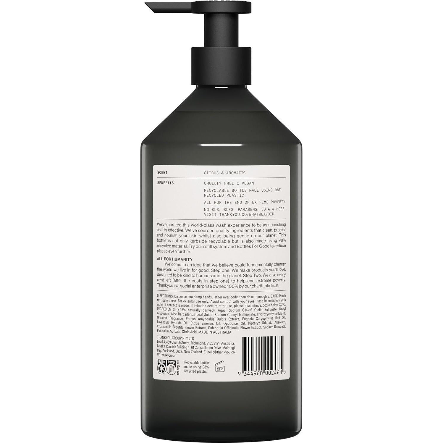 Thankyou Body Wash Botanical Sweet Orange & Almond 1L