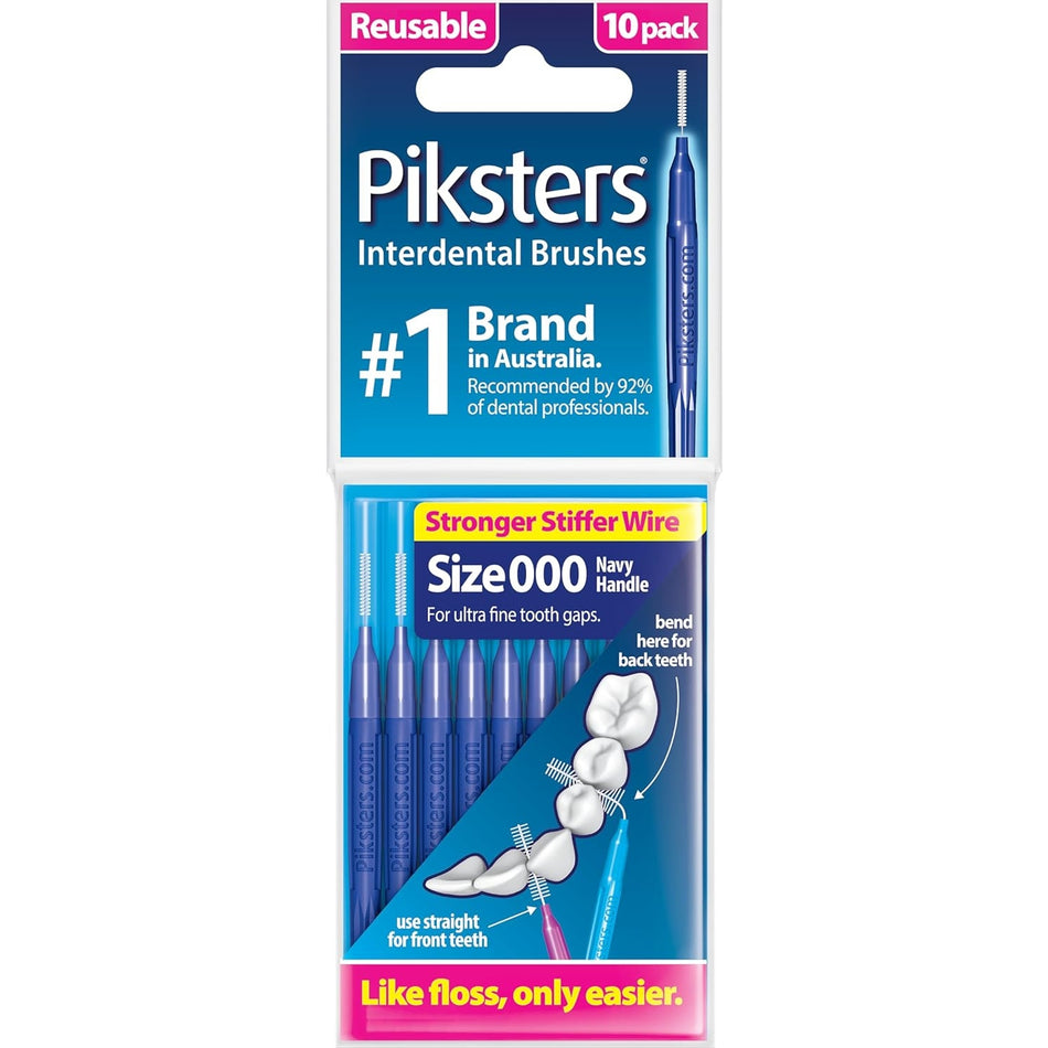Piksters Interdental Brushes Navy Size 000 10 Pack