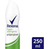 REXONA Women Antiperspirant Aerosol Deodorant Hypo-Allergenic with Antibacterial Protection 250mL