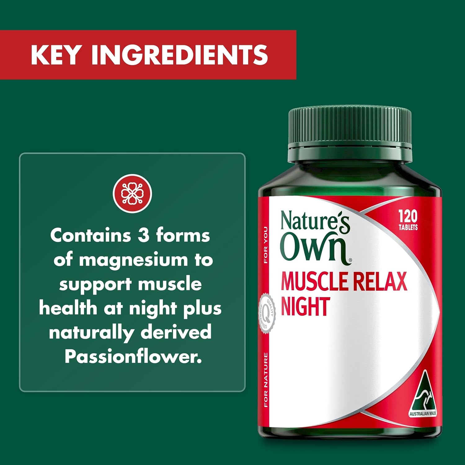 Nature's Own Muscle Relax Night with Magnesium and Passionflower 120 Tablets