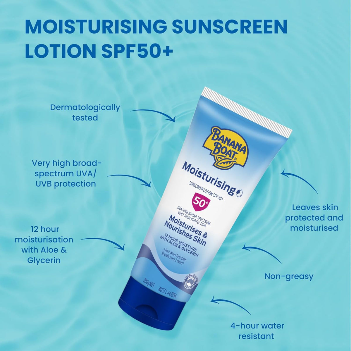 Banana Boat Moisturising Sunscreen Lotion SPF50 Plus 200g