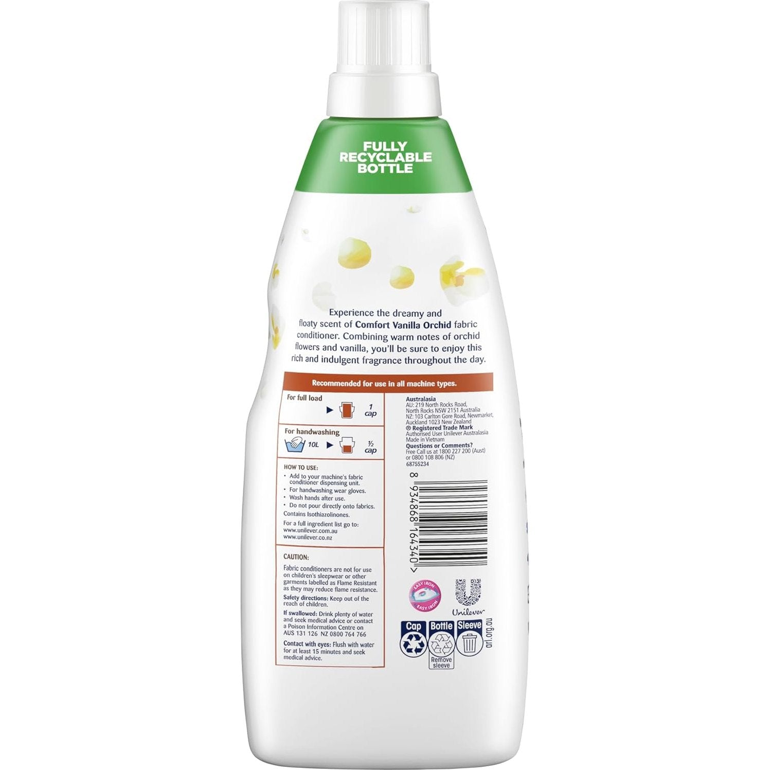 Comfort Concentrate Liquid Fabric Conditioner & Softner 900ml, Fragrance Collection VANILLA ORCHID