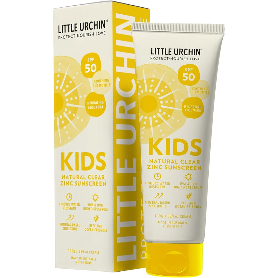 Little Urchin Natural Kids Sunscreen Clear Zinc Spf 50 100g