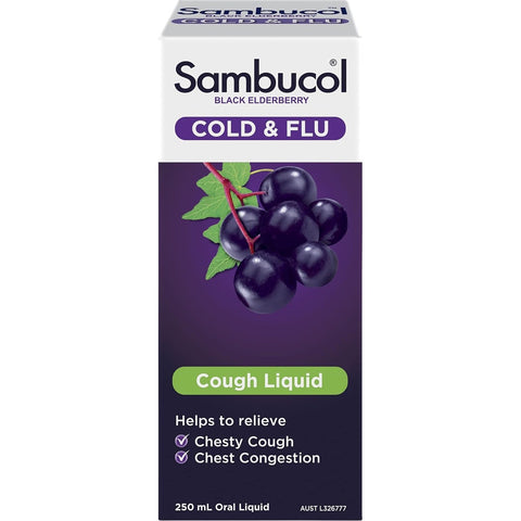 Sambucol Cold & Flu + Cough 250ml Oral Liquid Berry Flavour