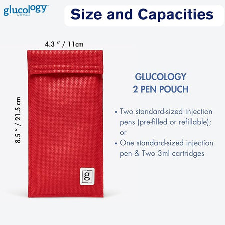 Glucology Insulin Pen Cool Pouch Large Red