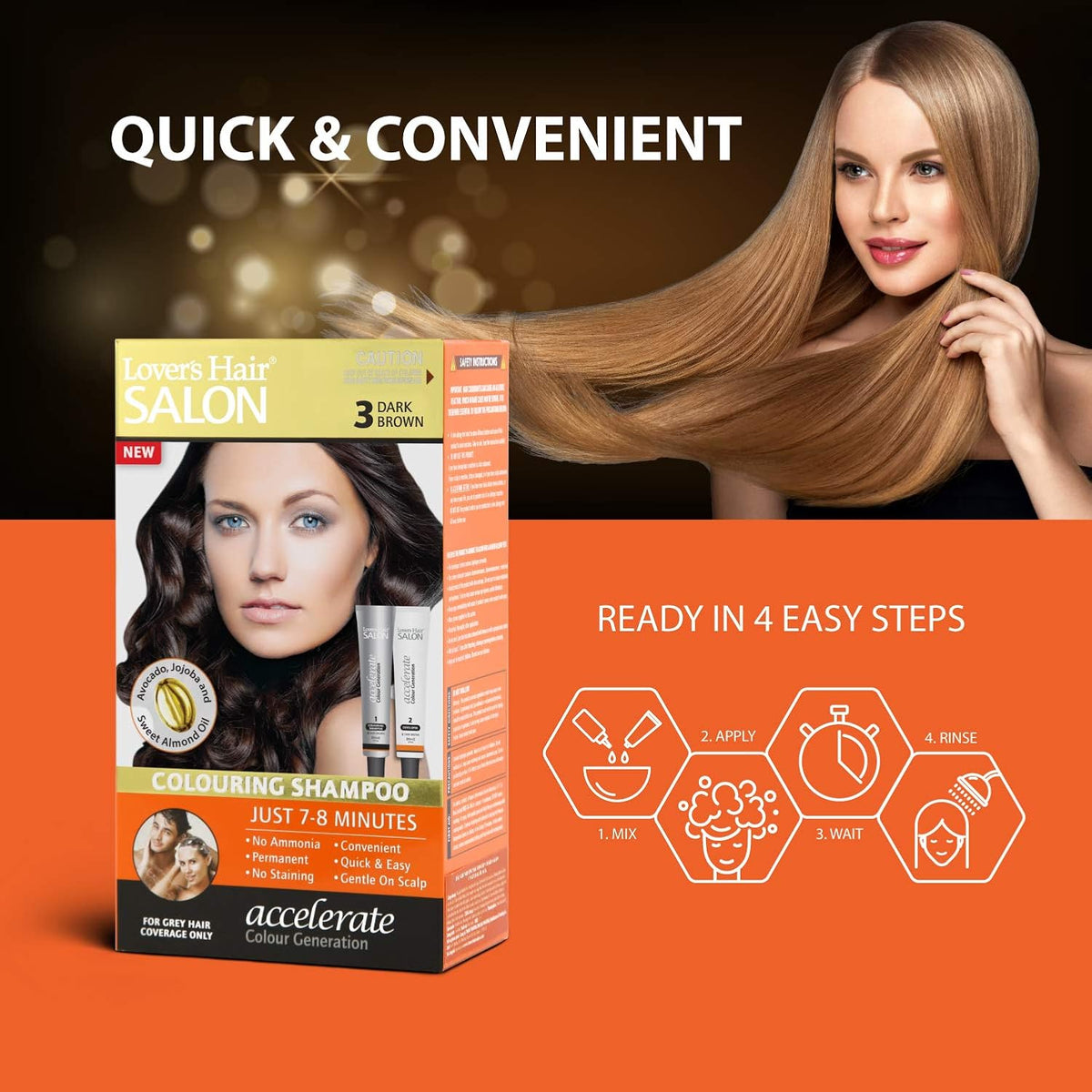 Lovercare Hair Salon Color Shampoo 3 Dark Brown 1 Pack