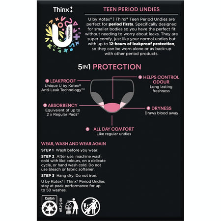 U by Kotex Brief Teen Size Y12-14
