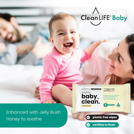 CleanLIFE Baby Clean Soothe Flushable Plastic Free Wipes 70pk