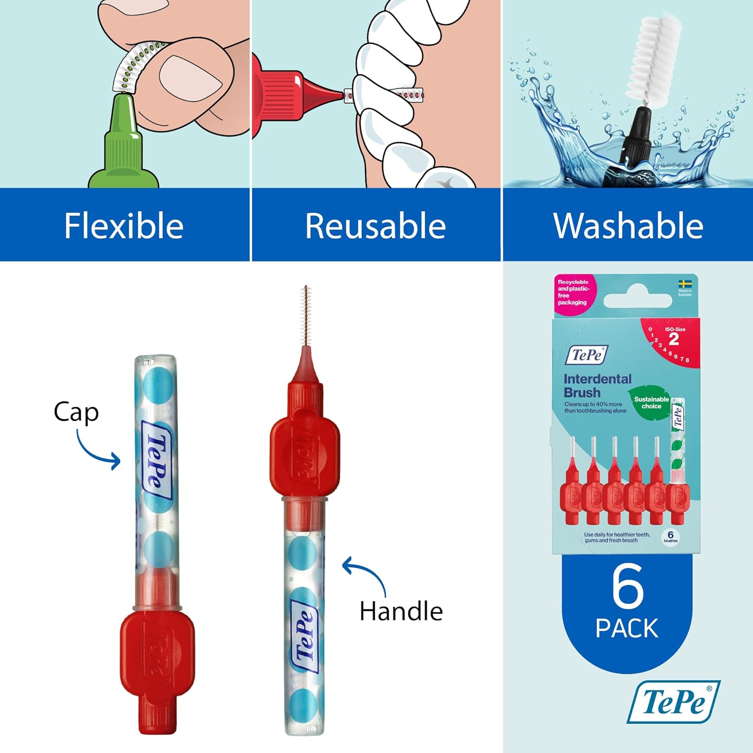 Tepe Interdental Brush 0.5mm Red 6 Pack