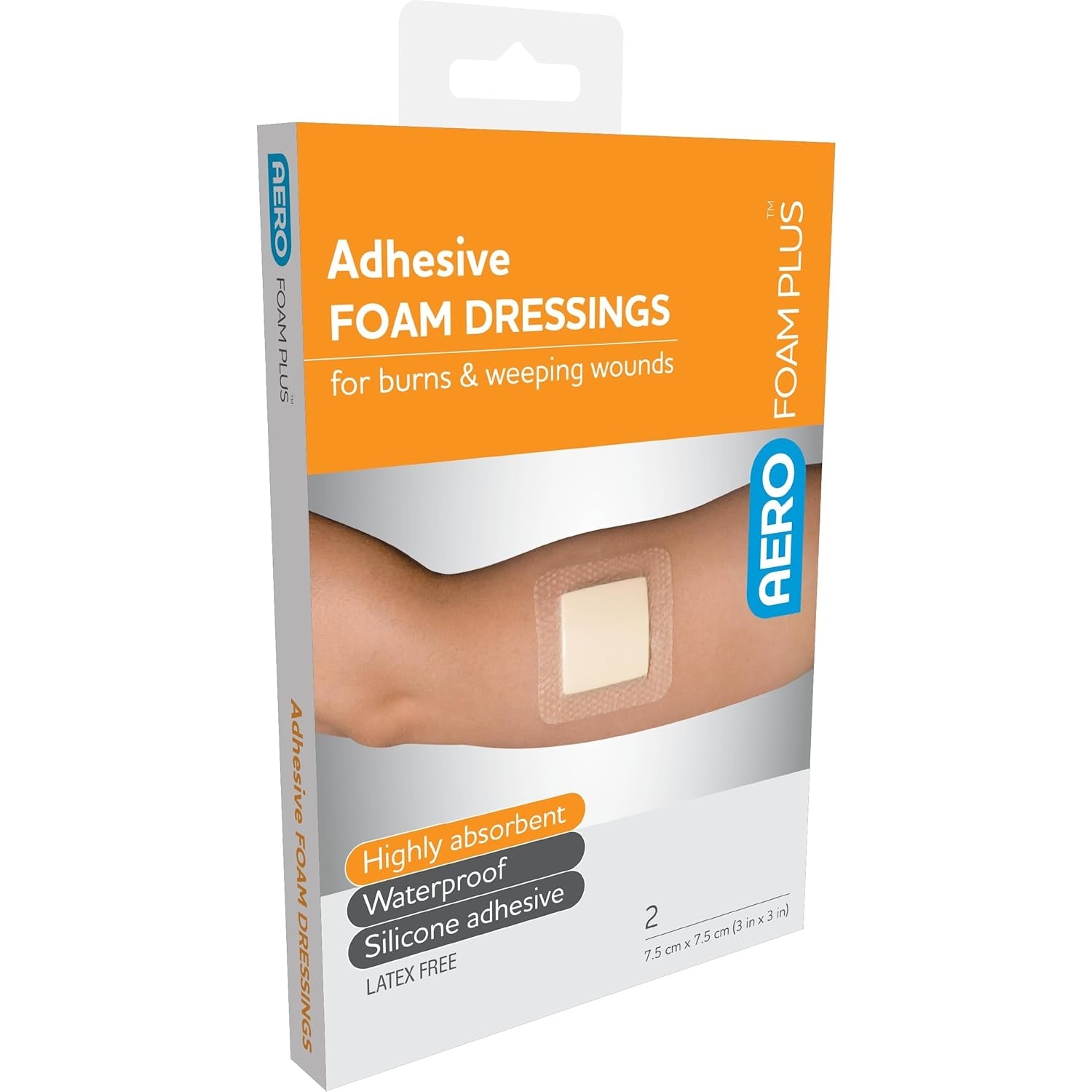 Aerofoam Plus Adhesive Foam Dressings 7.5 X 7.5cm 2pk