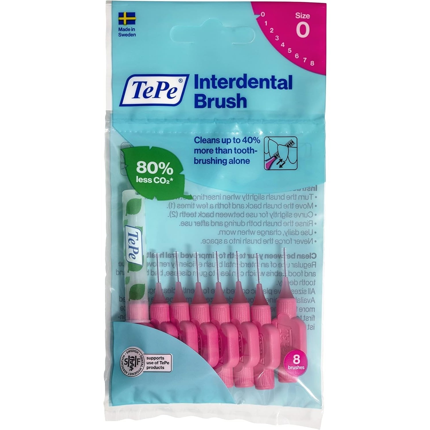 TePe Interdental Brushes Pink Size 0 0.4mm 8 Pack