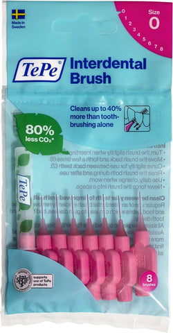 TePe Interdental Brushes Pink (Size 0) 0.4mm 8 Pack