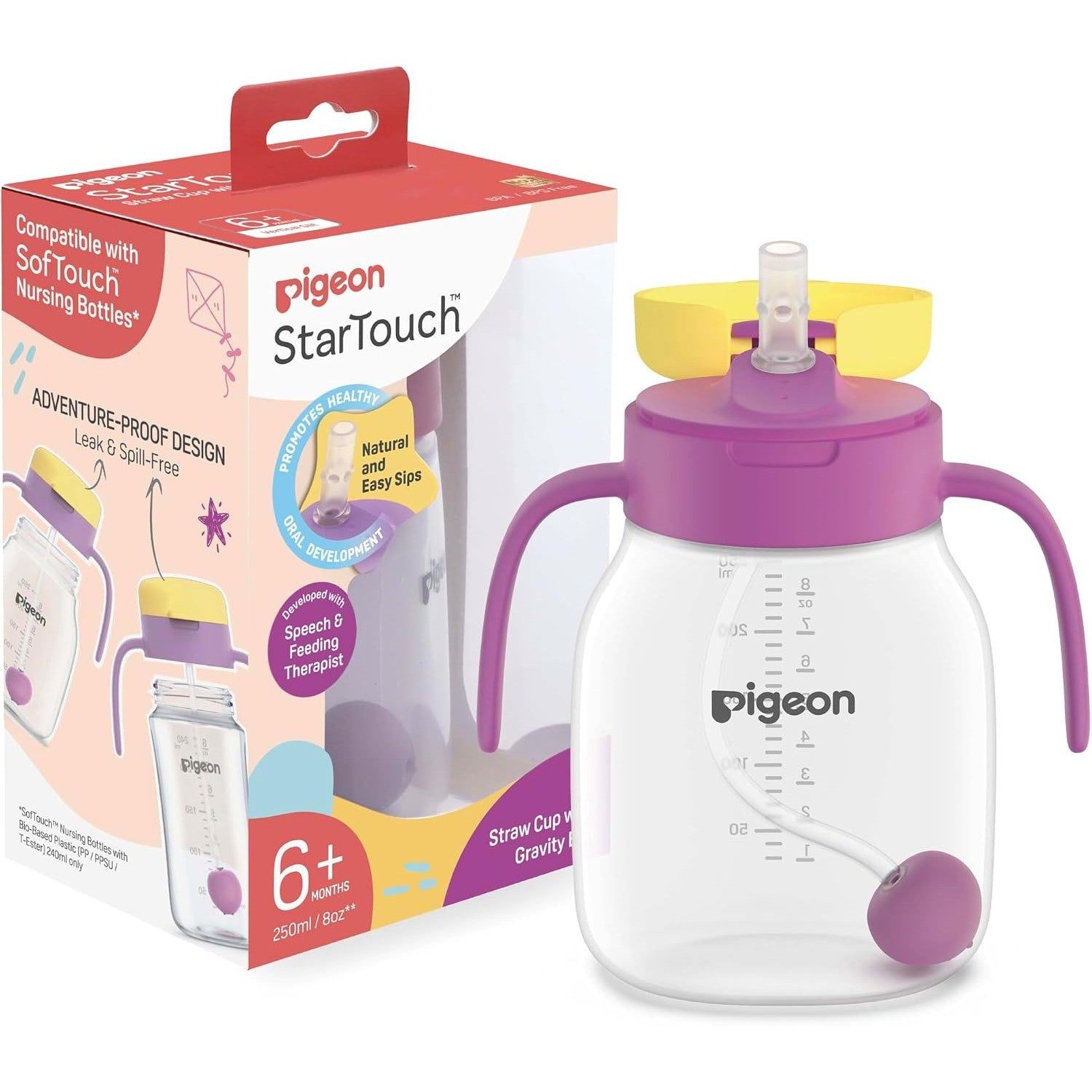 Pigeon Startouch Straw Cup + Gravity Ball Berry Blast 250ml