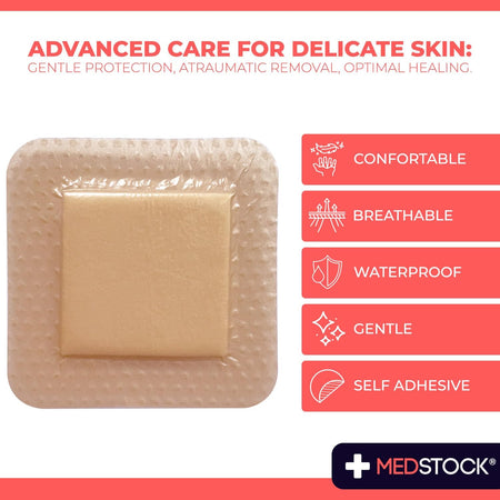 Medstock Silicone Foam With Border 5cmx5cm 2pk
