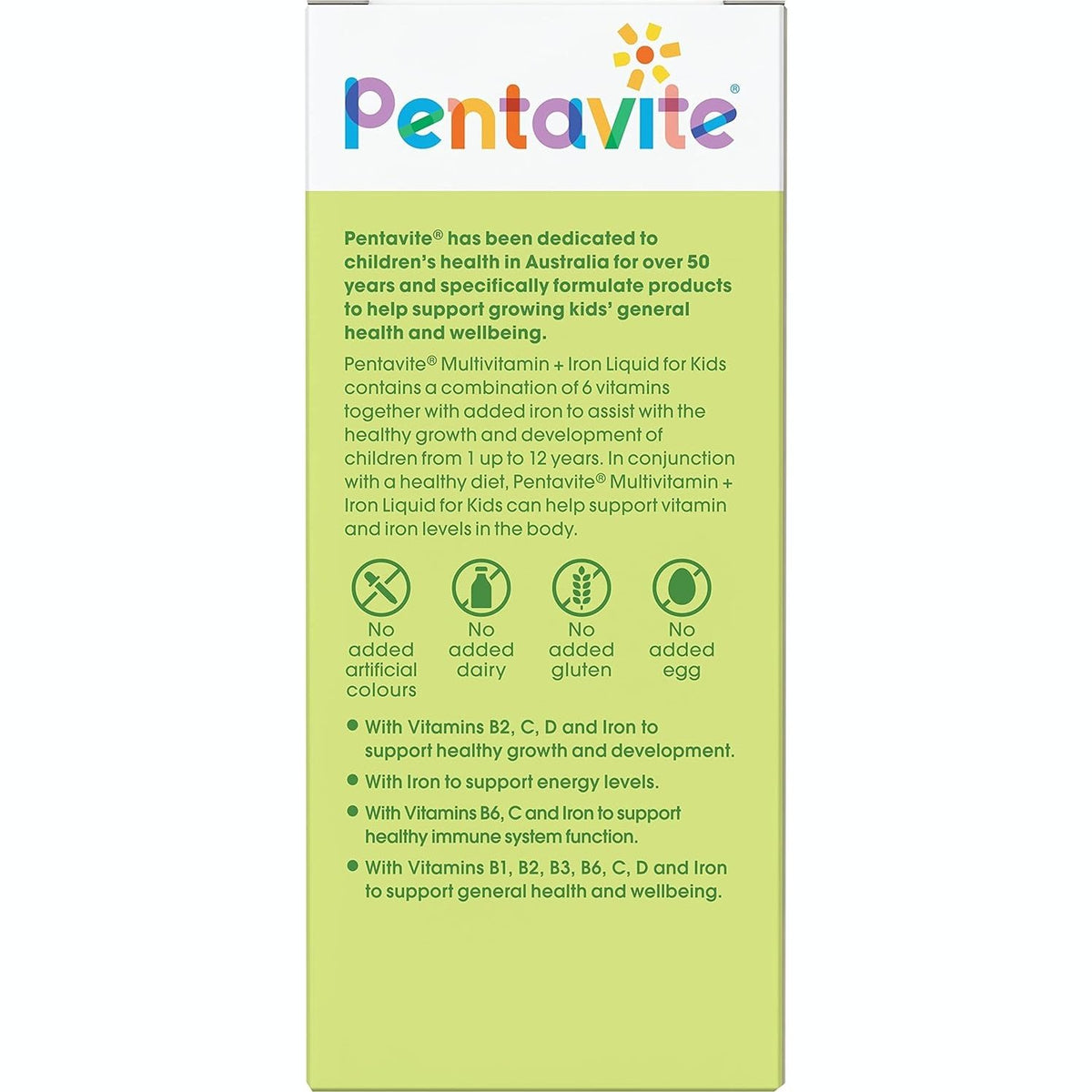 Pentavite Multivitamin + Iron Kids Liquid Lemon Lime 200ml