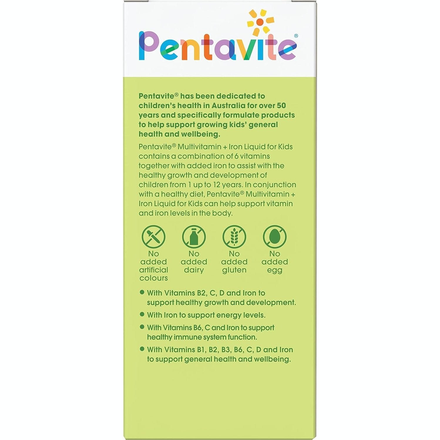 Pentavite Multivitamin + Iron Kids Liquid Lemon Lime 200ml