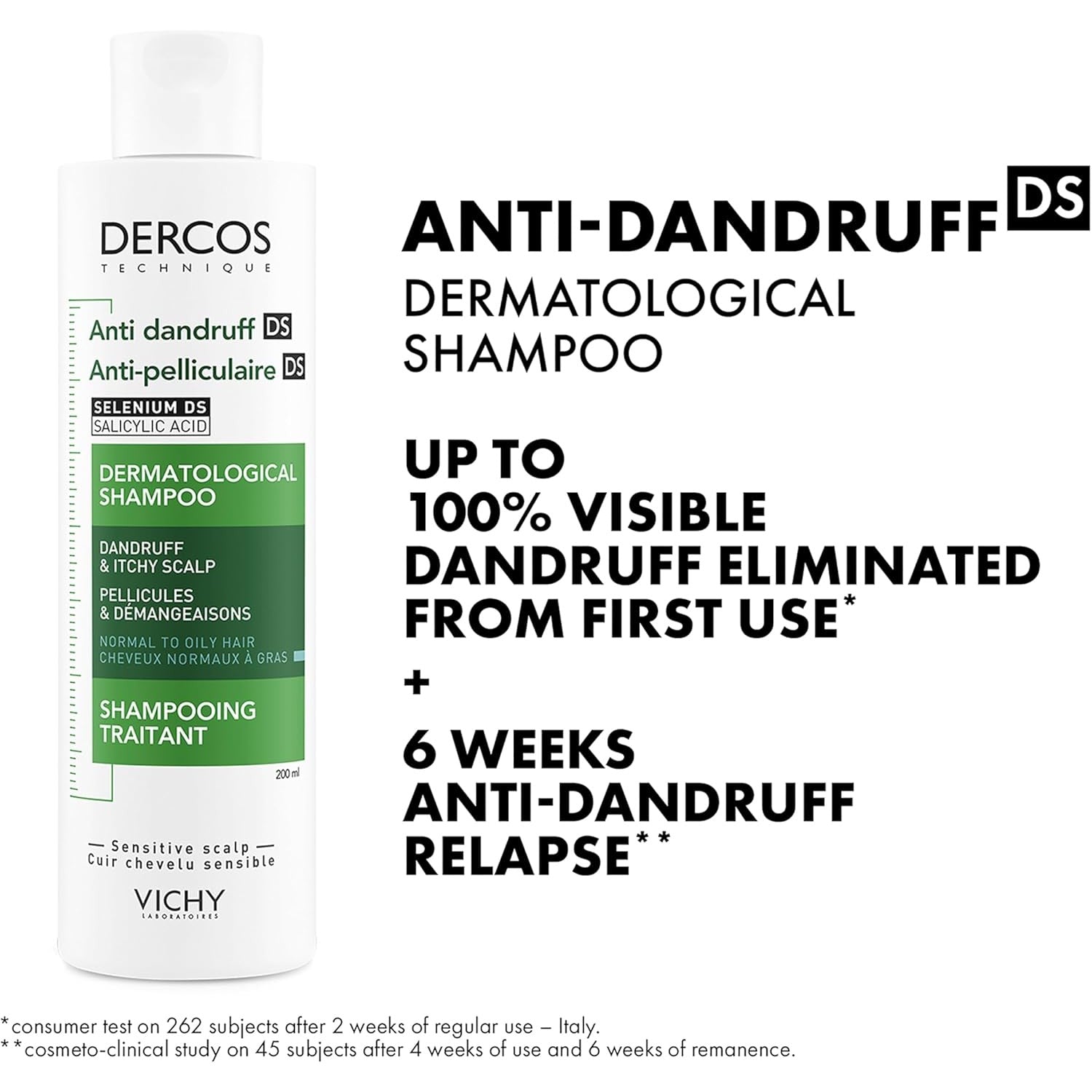 Dercos Anti-Dandruff DS Shampoo for Normal to Oily Hair 200ml