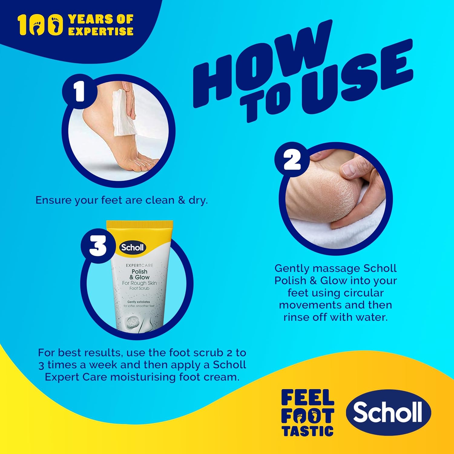 Scholl Expertcare Polish & Glow for Rough Skin Foot Scrub 75ml