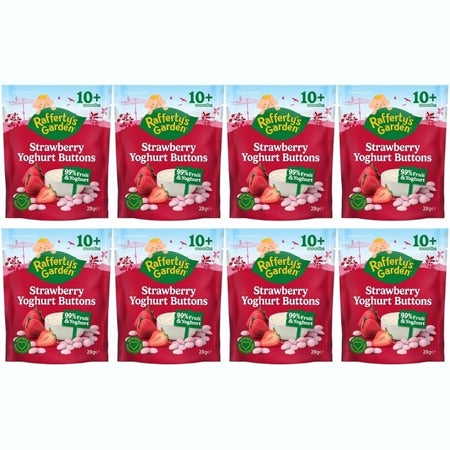 Raffertys Garden 10+ Months Strawberry Yoghurt Buttons Baby 28g Pack of 8