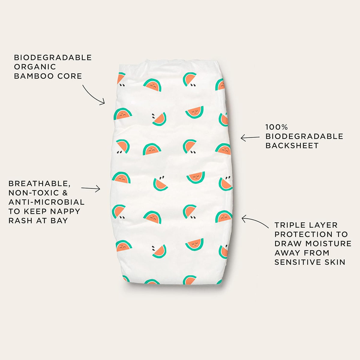 Tooshies Eco Nappies Size 2 Infant 4-8kg 48pk