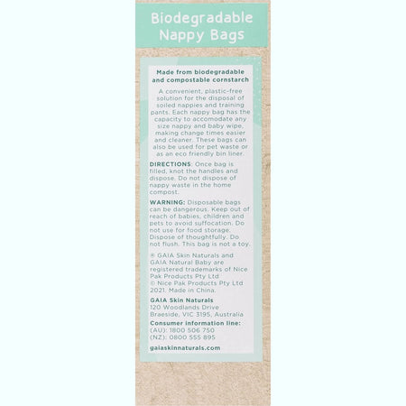 GAIA Natural Baby Biodegradable Nappy Bags 50pk