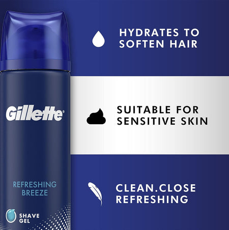 Gillette Refreshing Breeze Shave Gel 195g