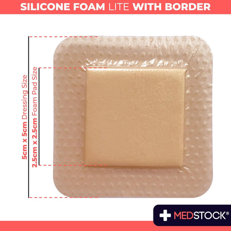 Medstock Silicone Foam With Border 5cmx5cm 2pk