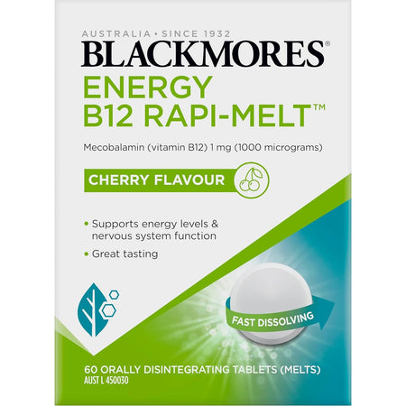 Blackmores Energy B12 Rapi-Melt Cherry Flavour 60 Tablets