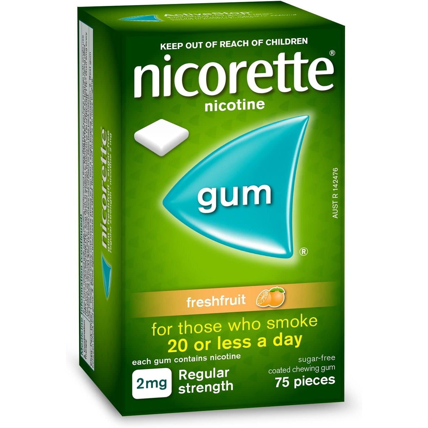 Nicorette Gum 2mg Fresh Fruit 75 Pieces